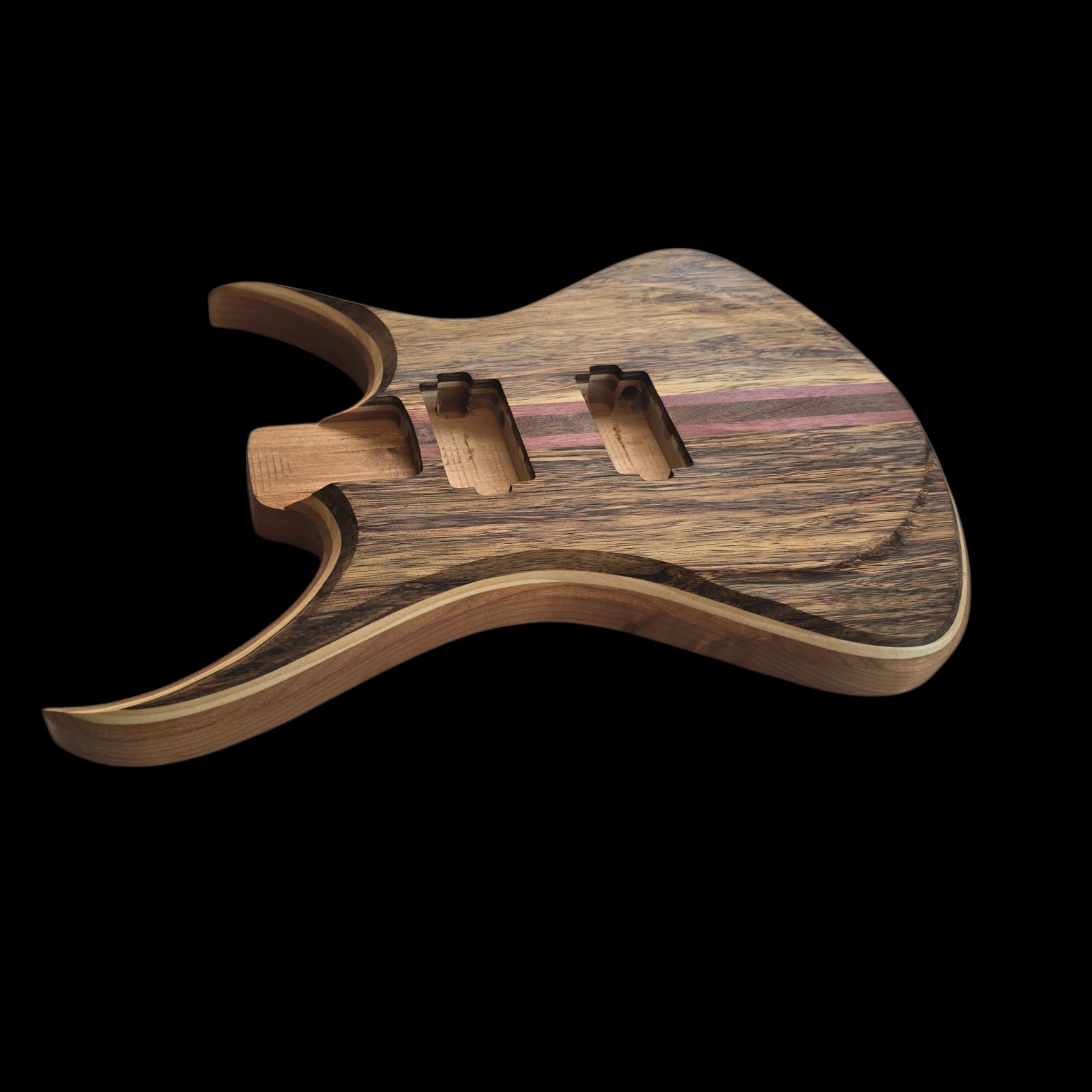 Alembic Style Custom Guitar Body 1 of a Kind Handmade Black Limba/Alder Luthier