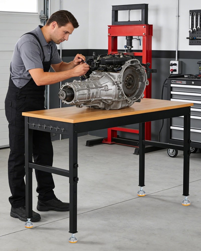 60 Inch Adjustable Workbench w/Lockable Wheels, 2500 LB Load Capacity