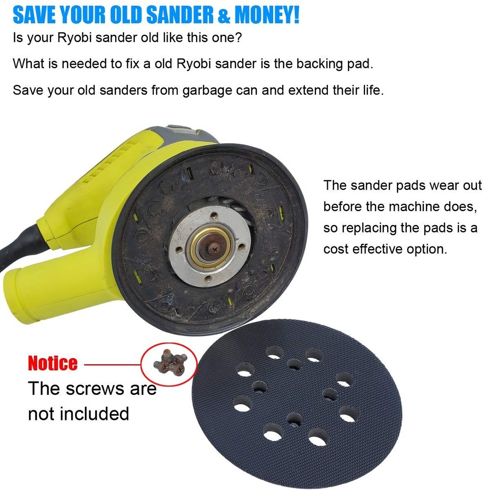 5" Sander Pad For Ryobi Sander 5 Inch 8 Hole Hook And Loop Replacement 180 Grit