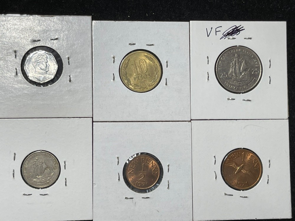 Assorted Chile & More Countries 6 Coins Lot
