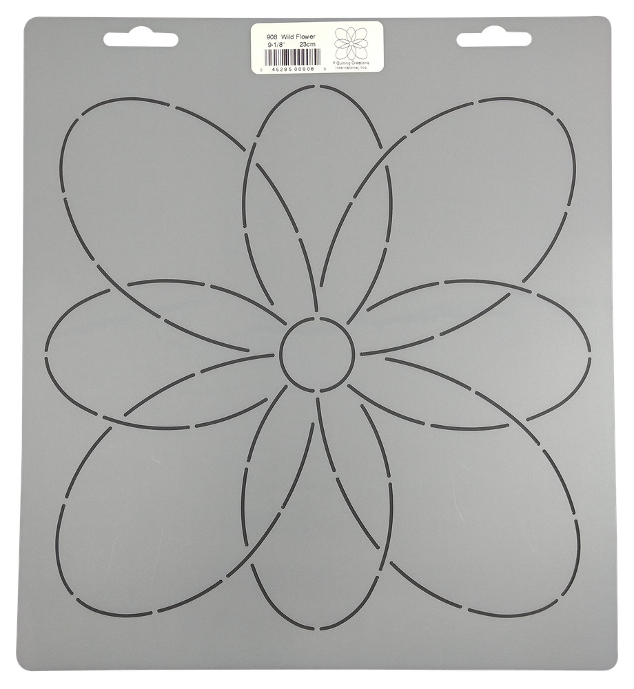 Quilting Stencil Simple Flower Quilt Pattern Block 9.1" Continuous Line Template