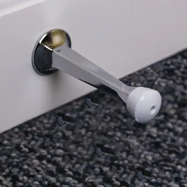 2 Pack Everbilt Chrome Finish Solid Rigid Door Stop Doorstopper Bumper 28077