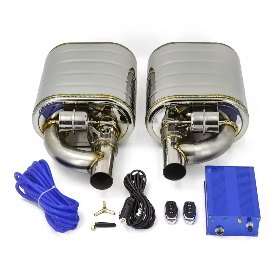 3" 76mm Muffler Left + Right With Dump Vacuum Valve Electric Control Sets