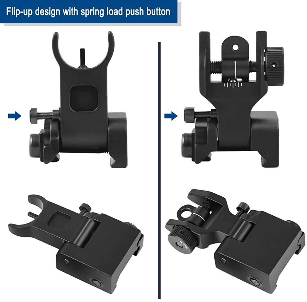 OT Flip Up Iron Sights Flip Up Front Sight + Back Up Rear Sight
