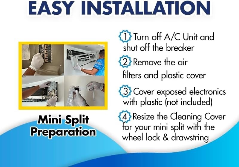 High-Density Mini Split Cleaning Cover - Prevent Overspray & Clean Effortlessly