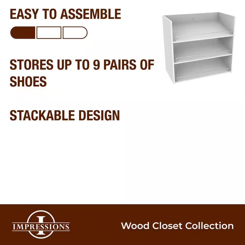 Impressions 3-Shelf White Shoe Organizer