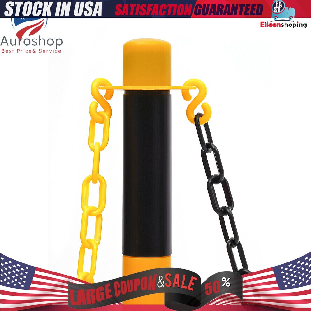 6 Pack Traffic Cones Adjustable Delineator Post Portable Parking Pole W/ Chains