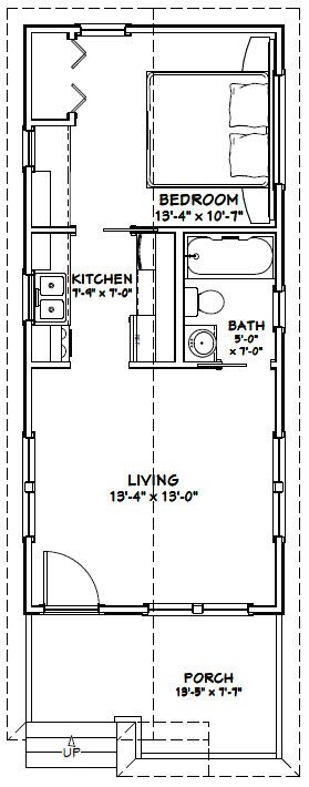14x32 Tiny House -- 447 sq ft -- PDF FloorPlan -- Model 1B
