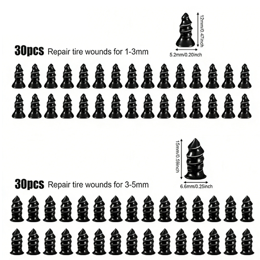 60X Tire Vacuum Repair Screw Rubber Nail Plug Car Tyre Puncture Repair Kit US~