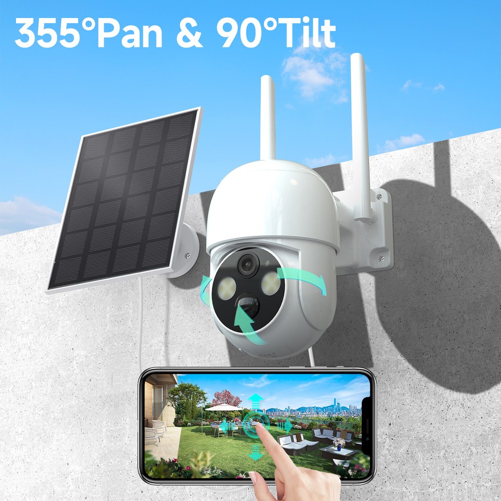 4MP Wireless Wi-Fi Solar Camera Outdoor Solar Powered Security Camera System 360