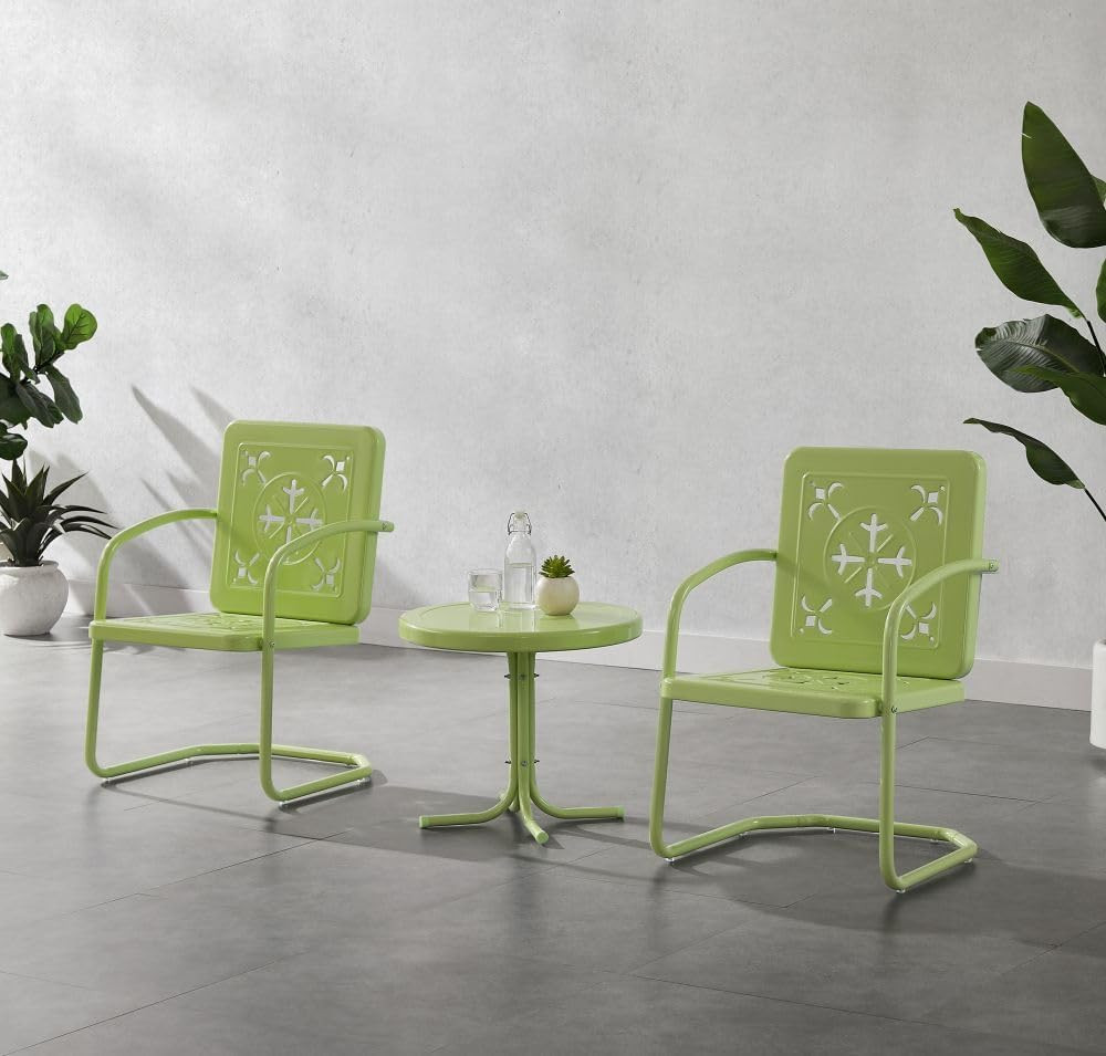 Key Lime Retro 3-Piece Outdoor Chair & Side Table Set