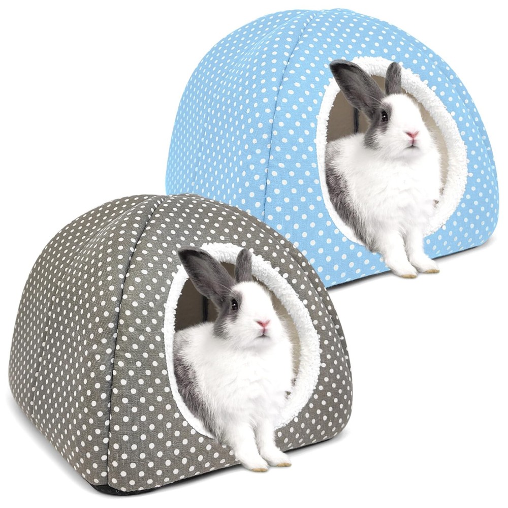 2 Pack Rabbit Hideout Large Bunny Bed Washable Rabbit House and Hideout Fleec...