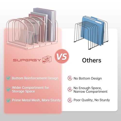 File Organizer - 5-Section Mesh Desktop File Sorter, Upright File Folder