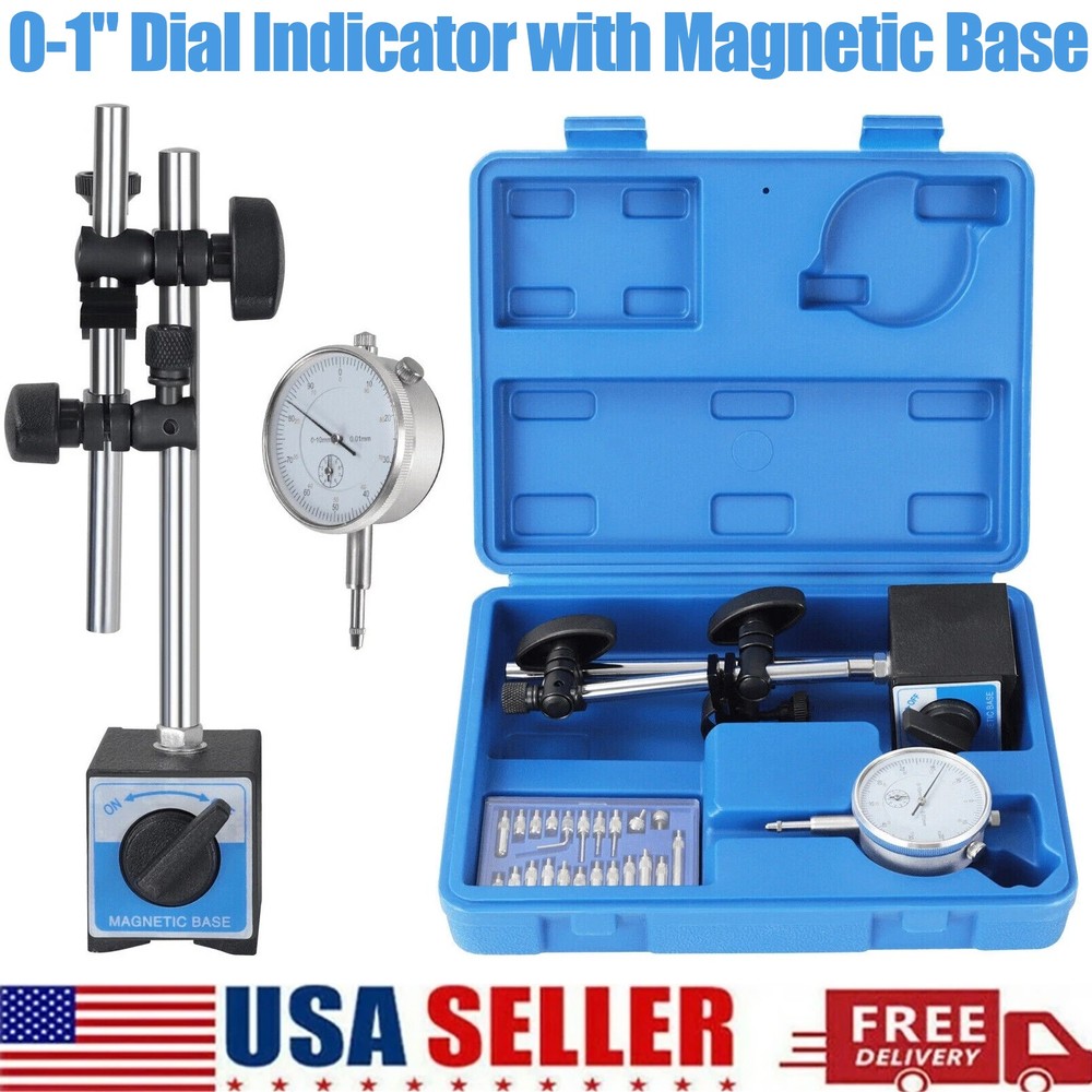 Dial Indicator with Magnetic Base 0.001"Precision Gauge Test Indicator Point Set