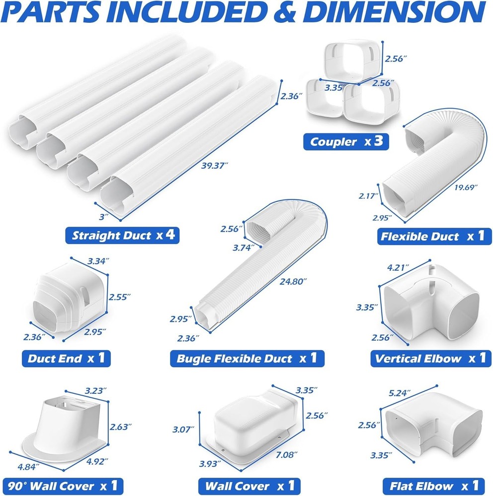 Mini-Split Line Set Cover: 3'' 17 Ft Line Hide for Mini Split Air Conditioner...