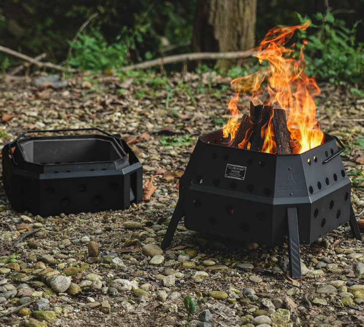 CARGO Container Fire Pit Max Camping Double Combustion Portable Black Color