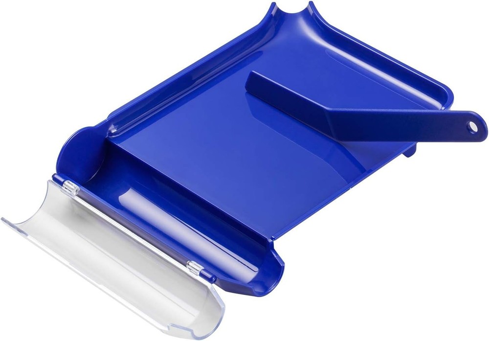 Compact Blue Pill Counting Tray with Spatula - Sanitary L-Shape for Easy Use