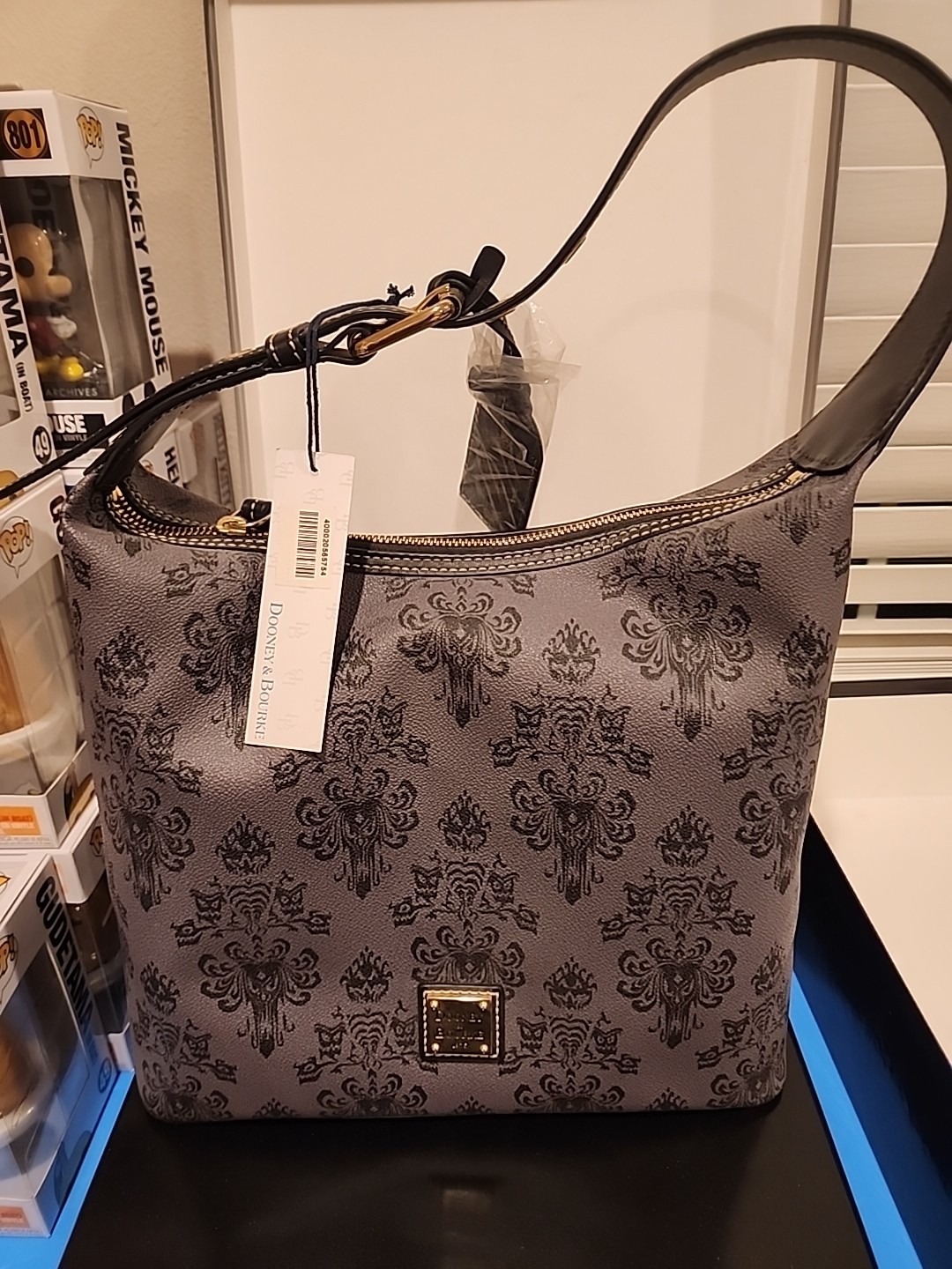 Disney Dooney & Bourke Haunted Mansion Wallpaper print Hobo Bag Purse Tassels