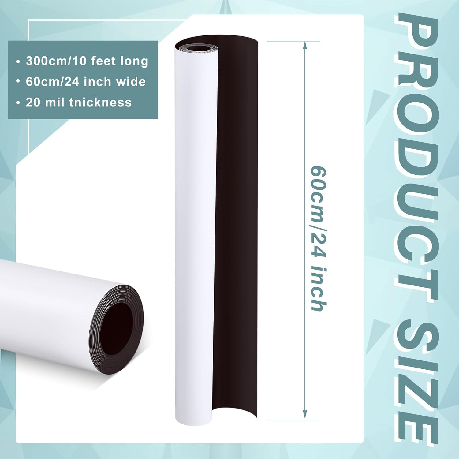 24 Inch X 10 Feet, 25 Mil Blank White Surface Magnet Sheets Magnetic Roll Printa