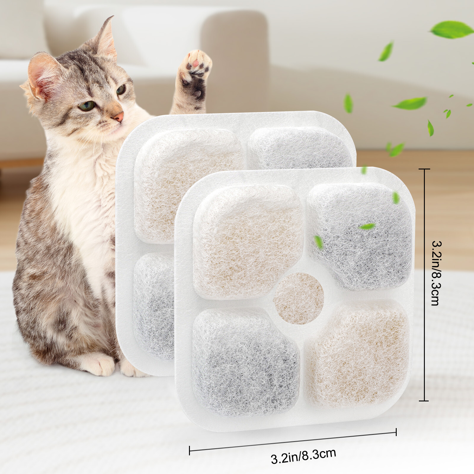 12pcs Cat Water Fountain Filters Fits for Catit PIXI All 80oz Pet Fountain