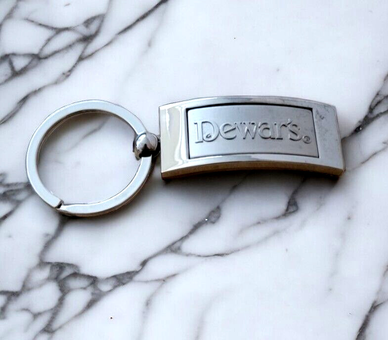 Dewars Scotch Whisky Silvertone Key Ring Vintage