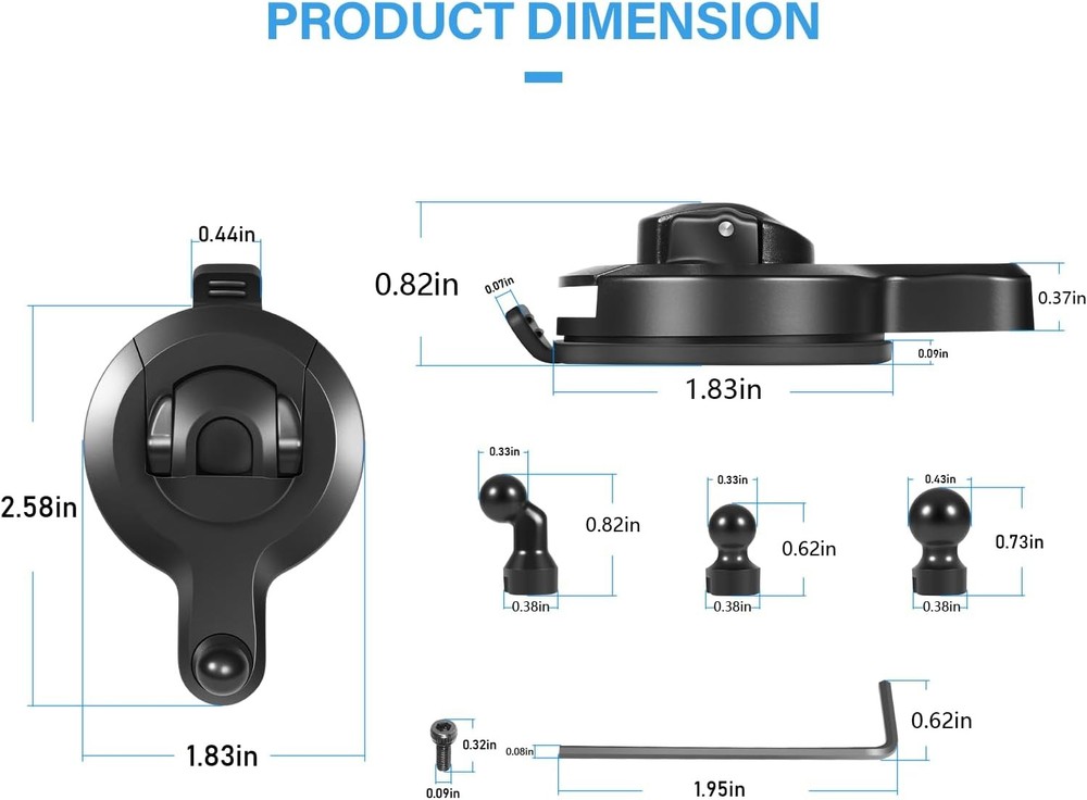 Replace Part for Garmin Dash Cam Universal Suction Cup Mount 010-12530-25