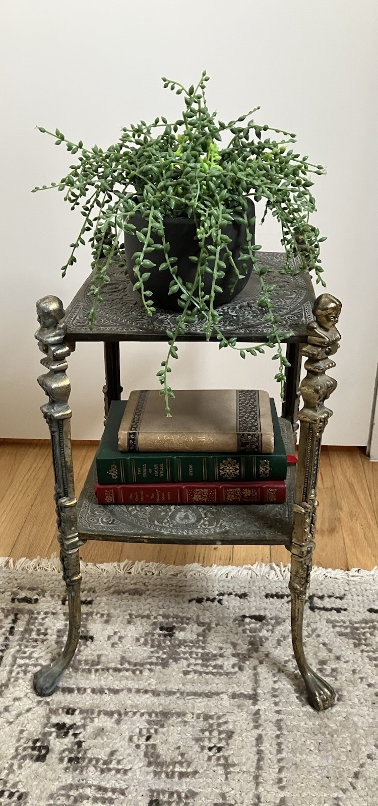 Antique Victorian Cast Iron Plant Stand 2-Tier Side Table