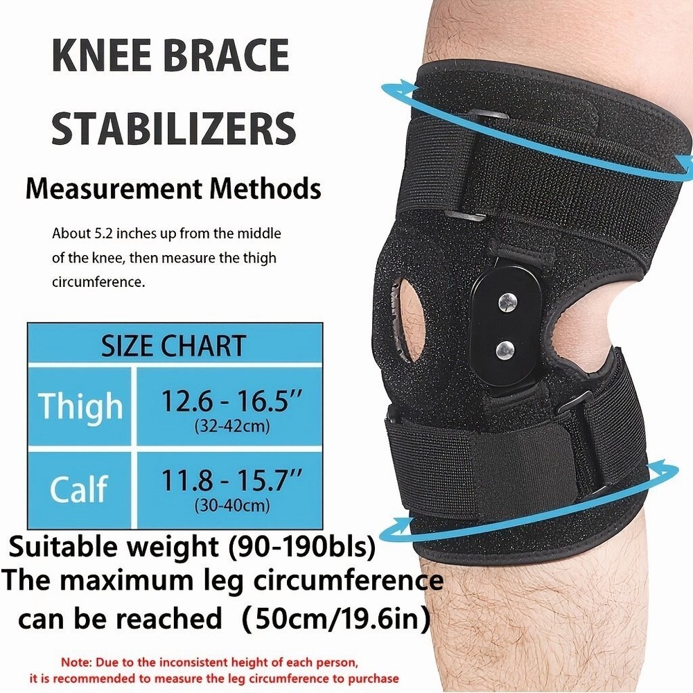 Knee Brace Hinged Compression Sleeve Joint Support Open Patella Stabilizer Wrap