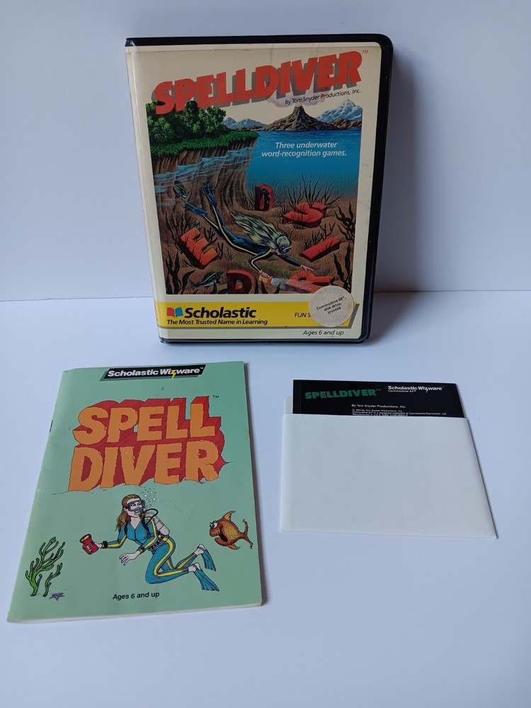 Commodore 64 Spell Diver Computer Game Software Tested/Works Scholastic