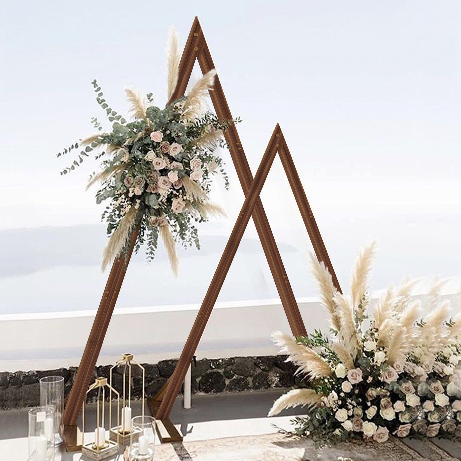 2PCS Nesting Triangle Wood Wedding Arches Arbor Floral Archway Backdrop Stand US