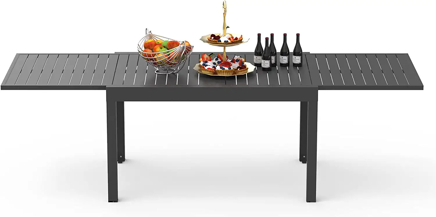Domi Patio Dining Expandable Table Metal Aluminum Outdoor Table for Porch Lawn