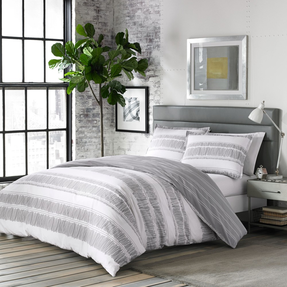 City Scene Triple Diamond Microfiber White Throw Pillow-