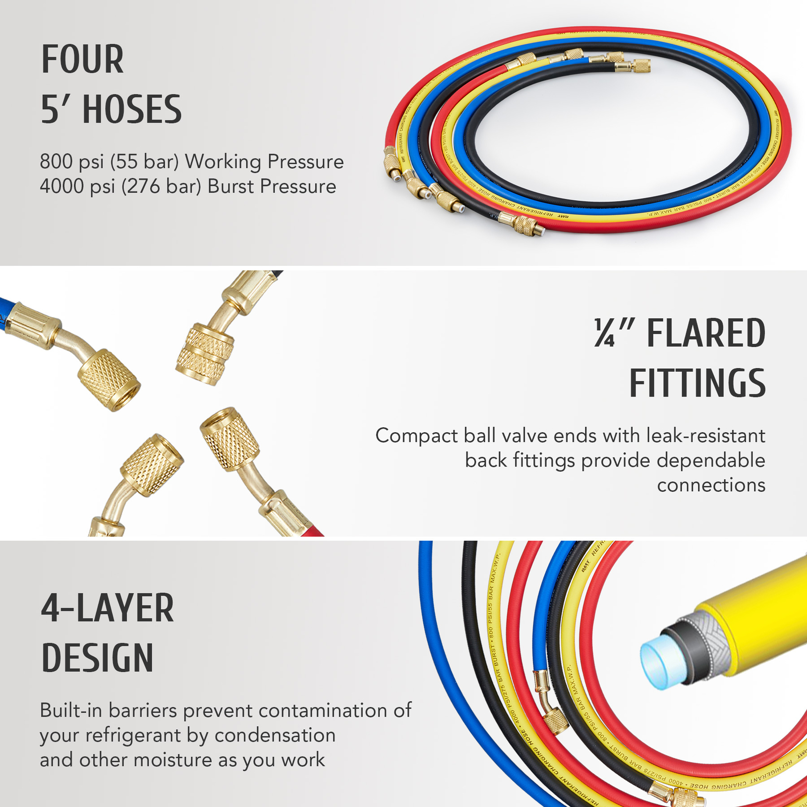 OMT AC Manifold Gauge Set for R410a R22 R134a 4 Valve Automotive AC Gauge Set
