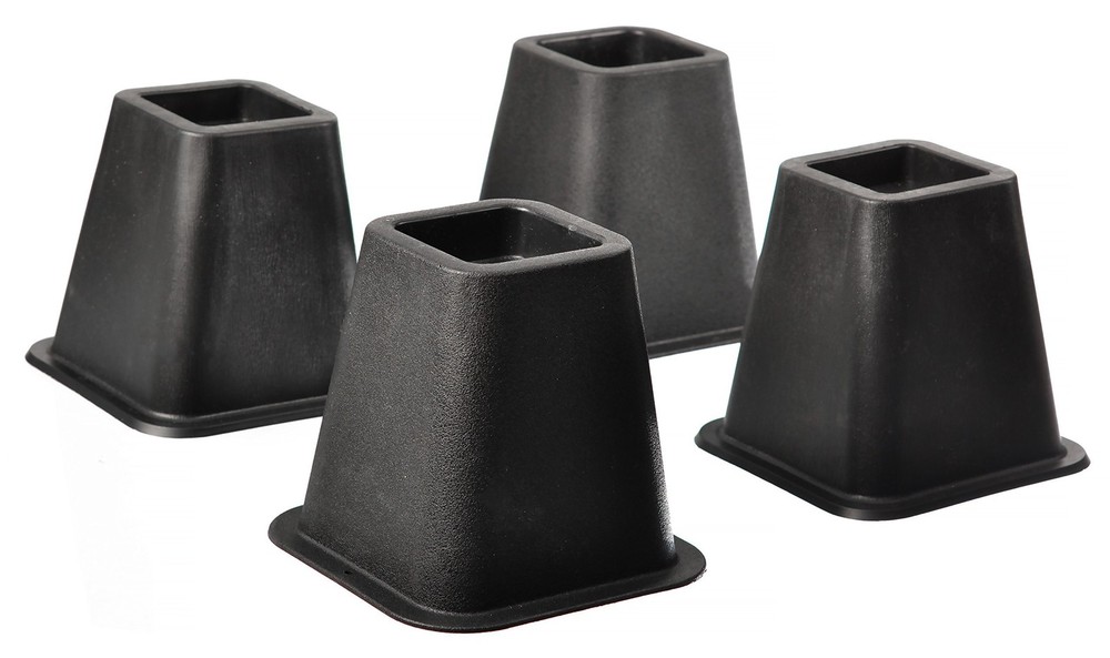 5-6" Black Bed Risers, Heavy Duty Stackable Furniture Risers, 4-Pack