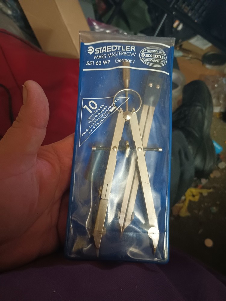 Drafting Compass Staedtler Mars Masterbow 551 63 WP Germany 2 pc Set with Case