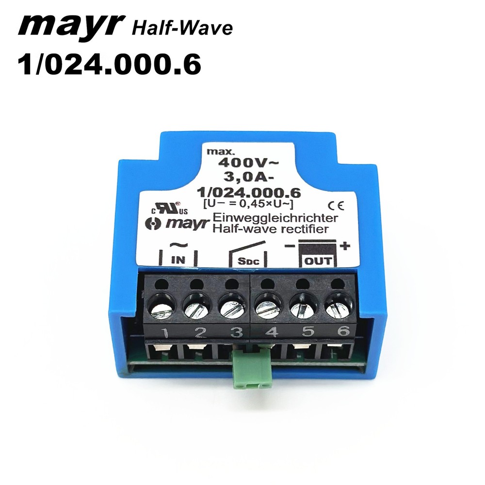 MAYR Einweggleichrichter 1/024.000.6 400VAC 3,0A- Half-Wave rectifier module
