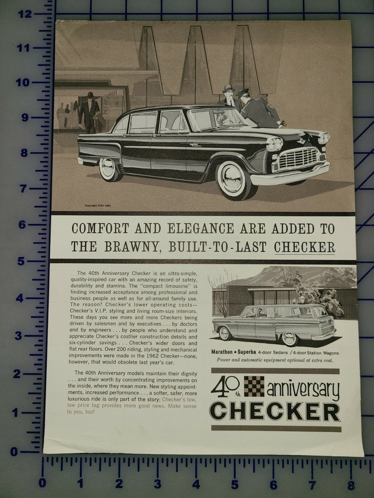 1962 Checker 40th Anniversary Brochure Folder