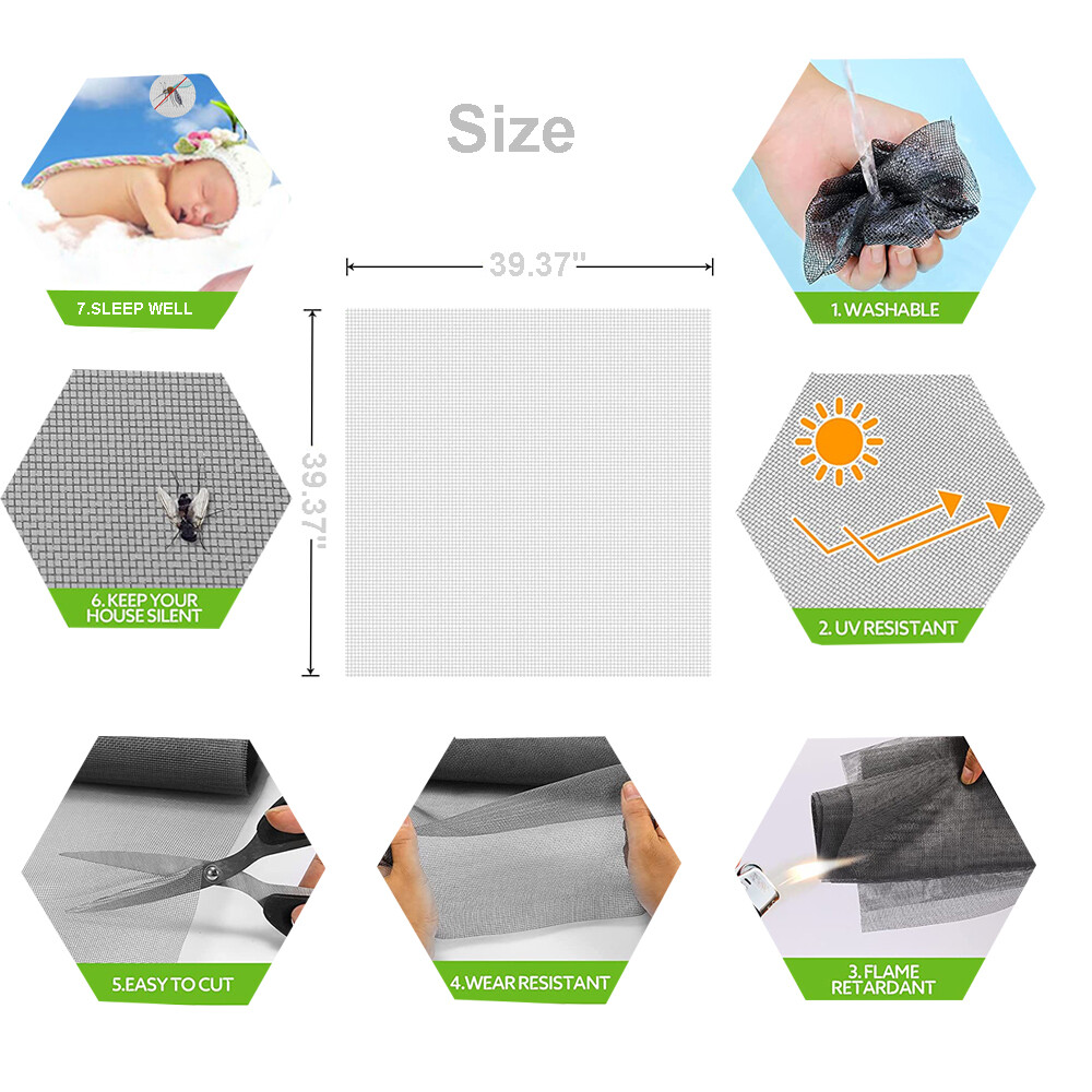 Cuttable PVC/Nylon Screen Mesh Roll for DIY Doors Windows Screen Replacement
