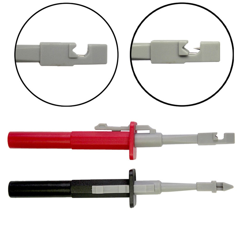 Test clip set insulation piercing red black banana plug stacking test leads