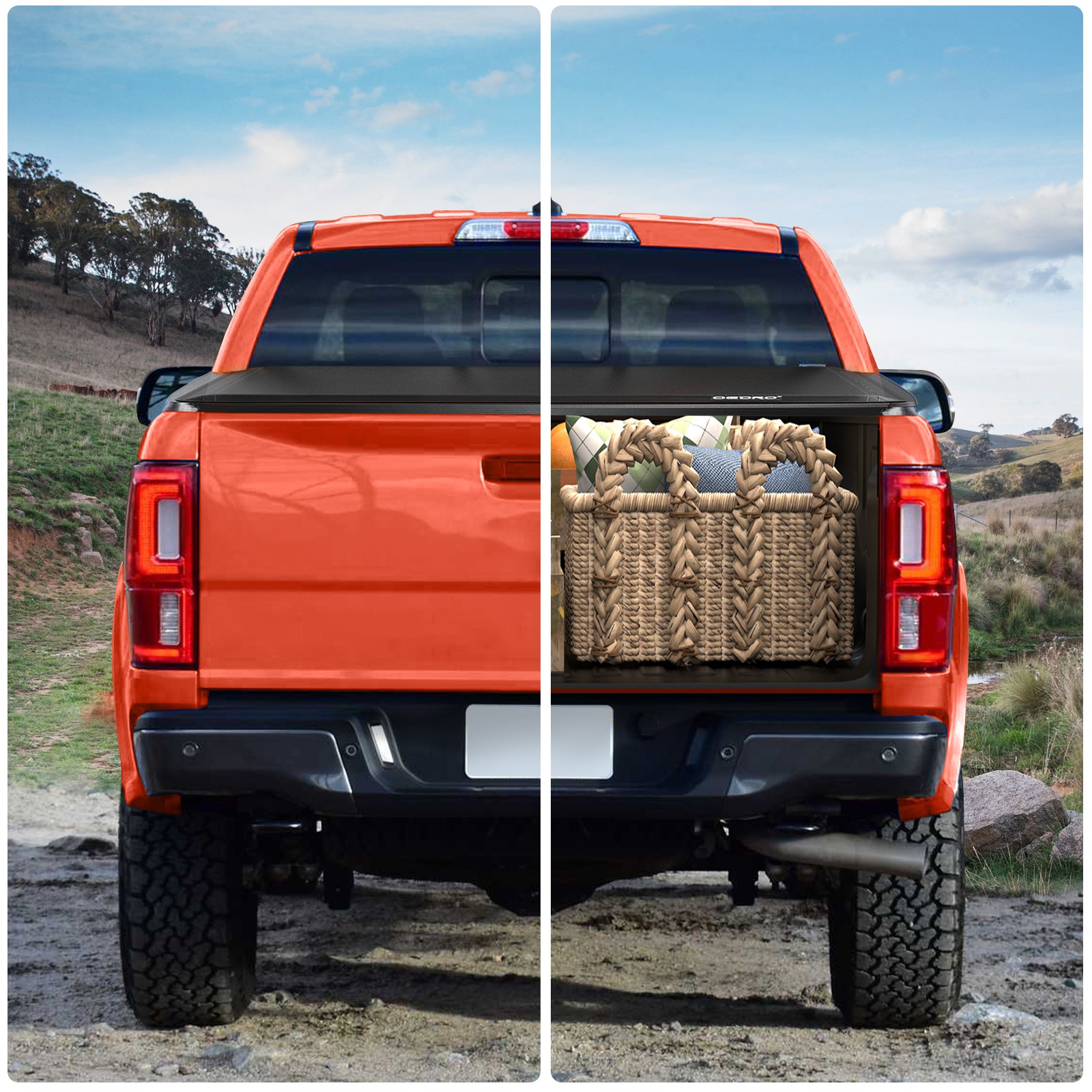 Soft Tri-Fold Tonneau Cover for 2024 2025 Toyota Tacoma 5ft Truck Bed w/ Lamp