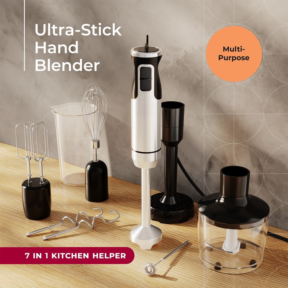 Immersion Hand Blender Complete - 8-Speed Immersion Blender with 7 Attachments