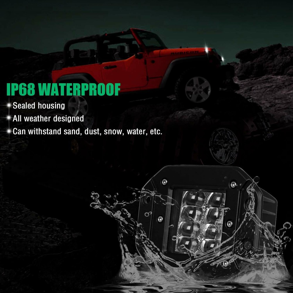 Flush Mount LED Pods 2Pcs 5'' Offroad Driving Light Work Lights LED Light Bar
