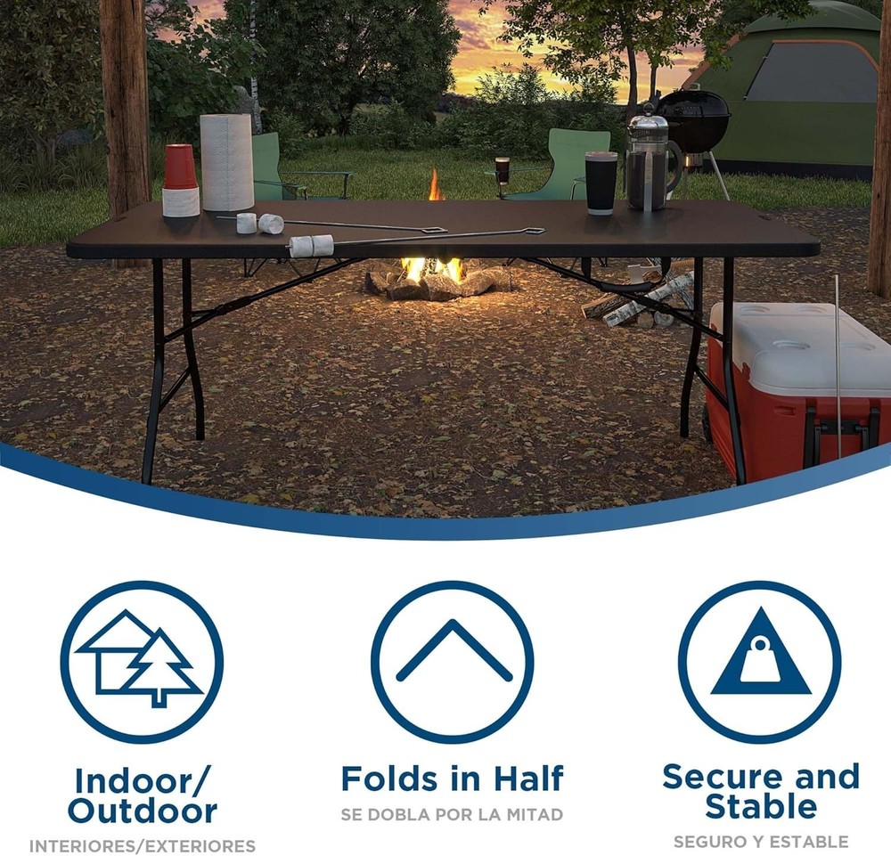 Black 6ft Foldable Banquet Table - Durable, Weather-Resistant, Easy Cleanup