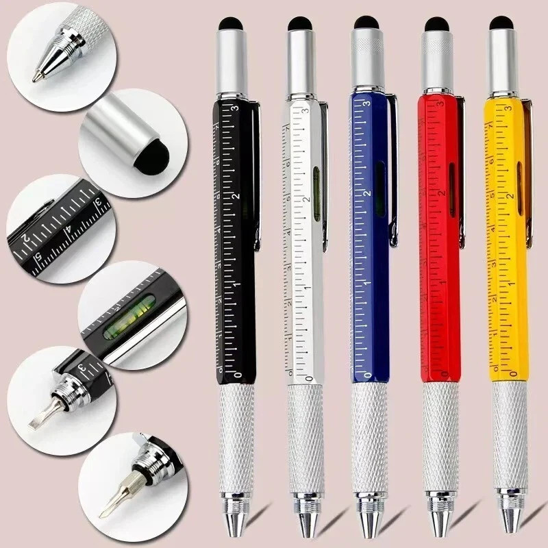7 in1 Multifunction Ballpoint Pen with Modern Handheld Tool Measure Technical