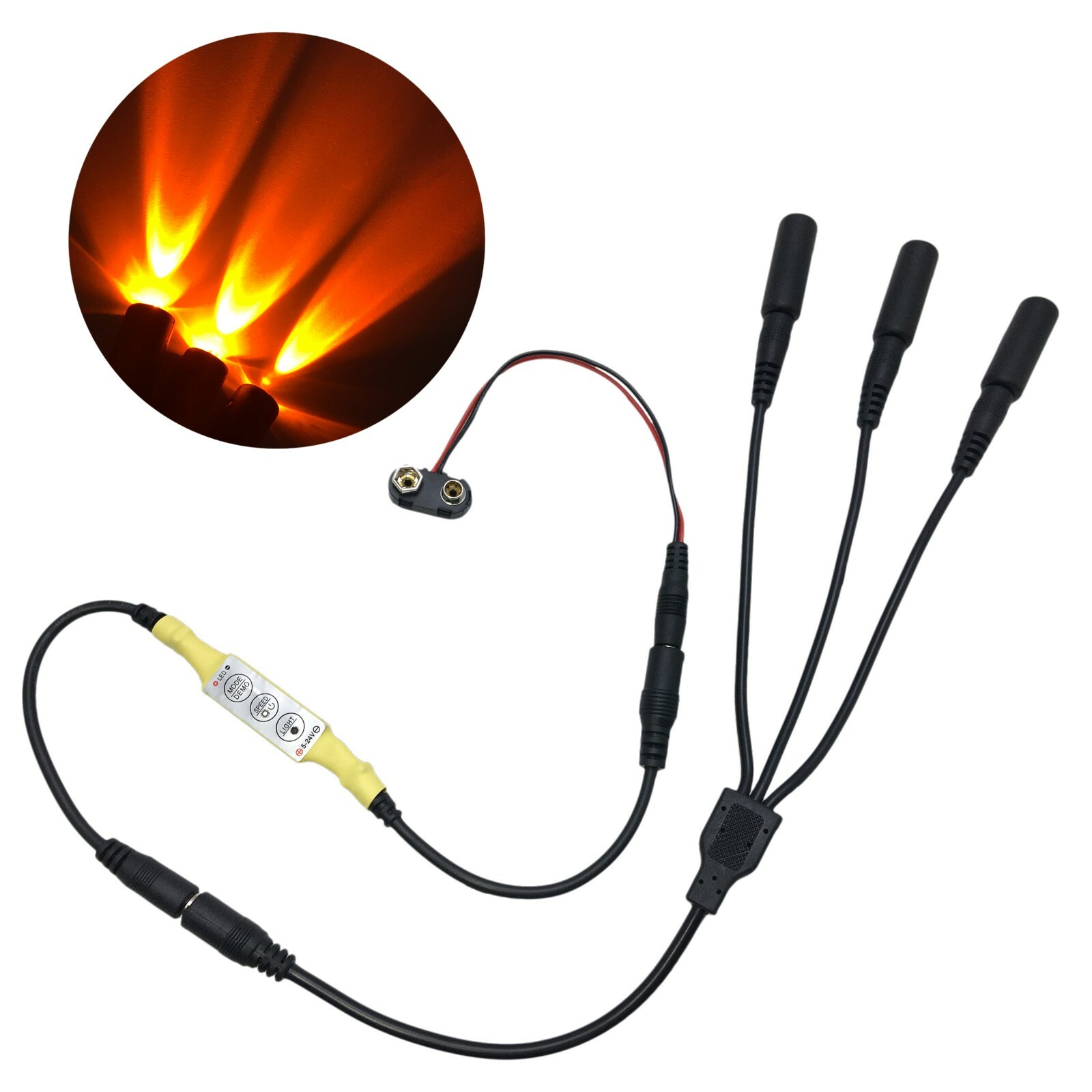 Flame Orange 3 Head Micro Special Effects flicker Light Kit 12v 9v Dc for props