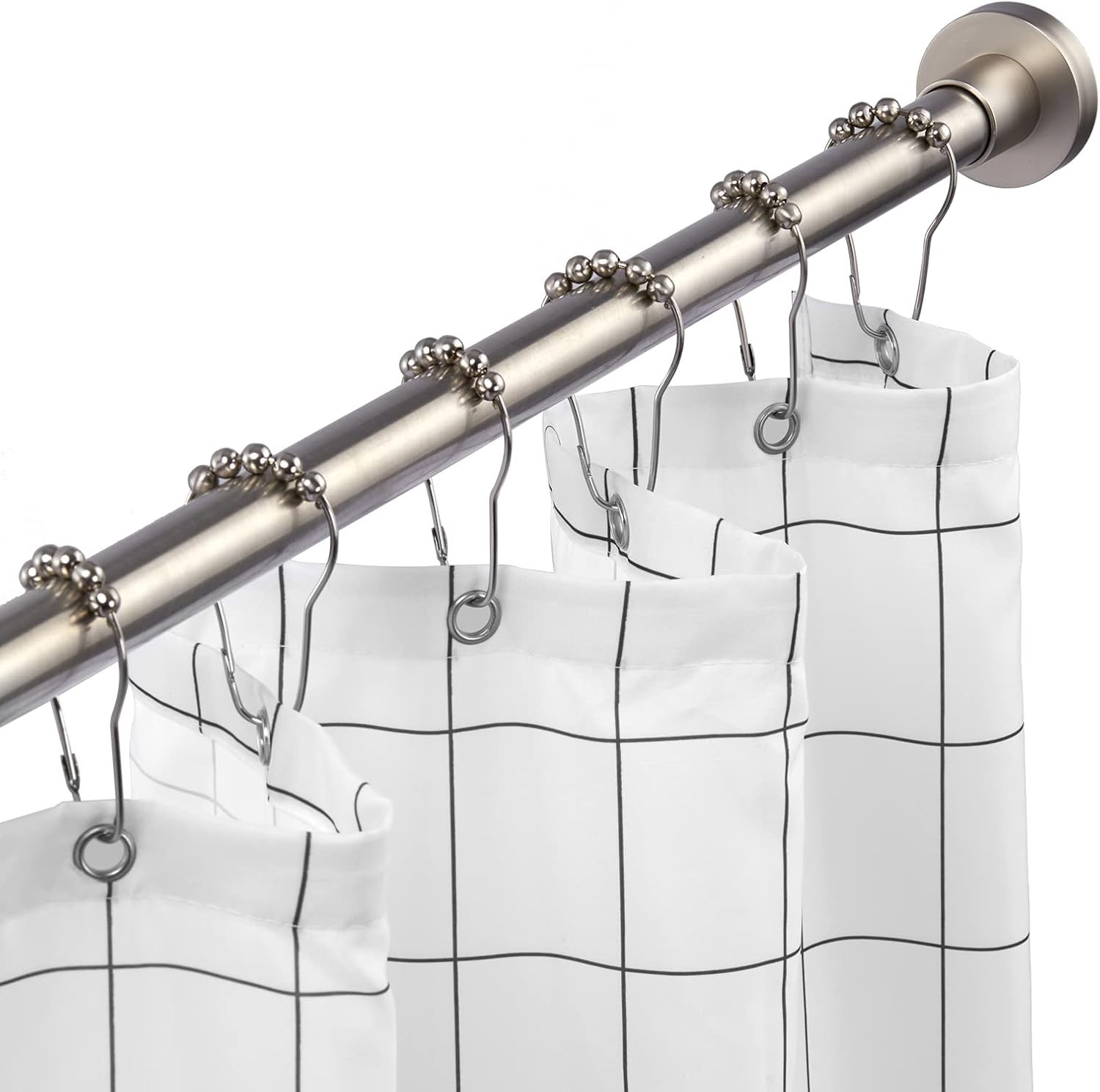 No Drill Shower Curtain Rod 43–73" 1'' Diameter Tension Stainless Steel Nickle