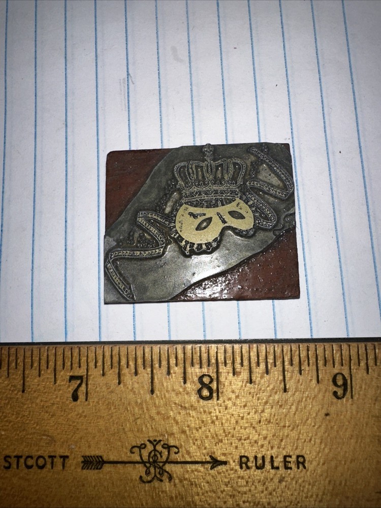 Printing Block “ Crown & Mask “ Nice Image & Details!