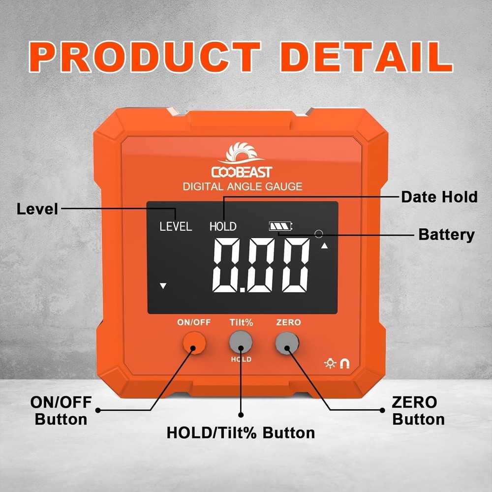 Durable Digital Angle Finder with Backlight & Storage Bag - Ultimate Tool Gift