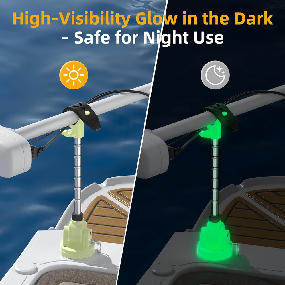 Trolling Motor Stabilizer Glow in the Dark Support Mount, with Extra Adjustable