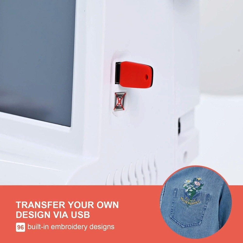 POOLIN EOC05 4in x 9.2in Computerized Embroidery Machine - Red